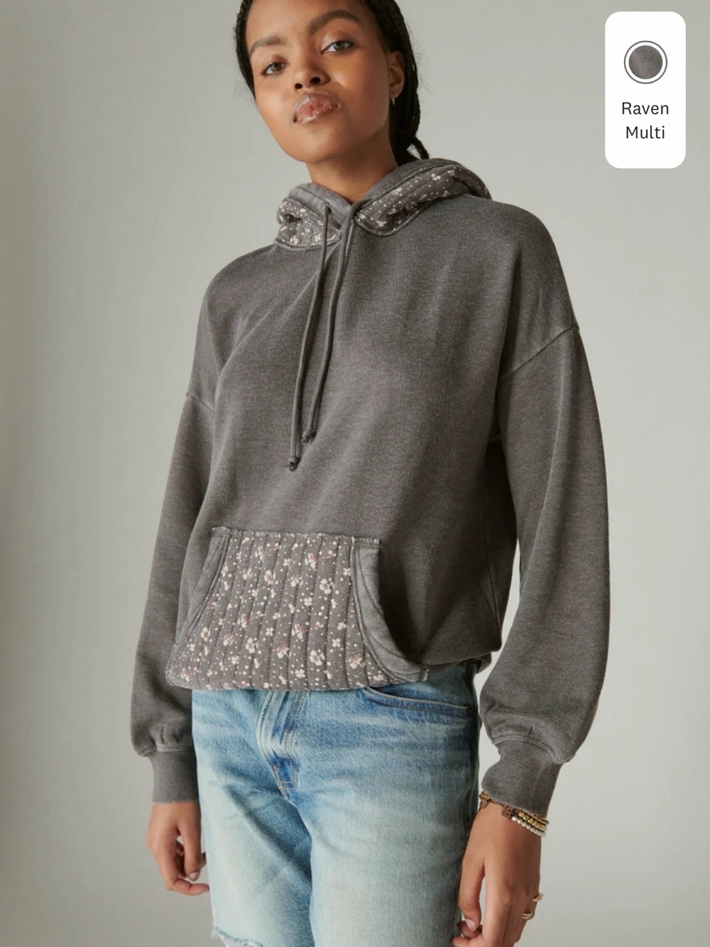 Lucky Brand Quilted Patchwork Hoodie